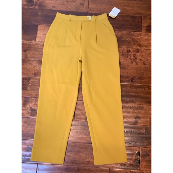 Diane Von Furstenberg Dijon Yellow Pleated Gibson Jersey Pants, Size 6 - Picture 1 of 4